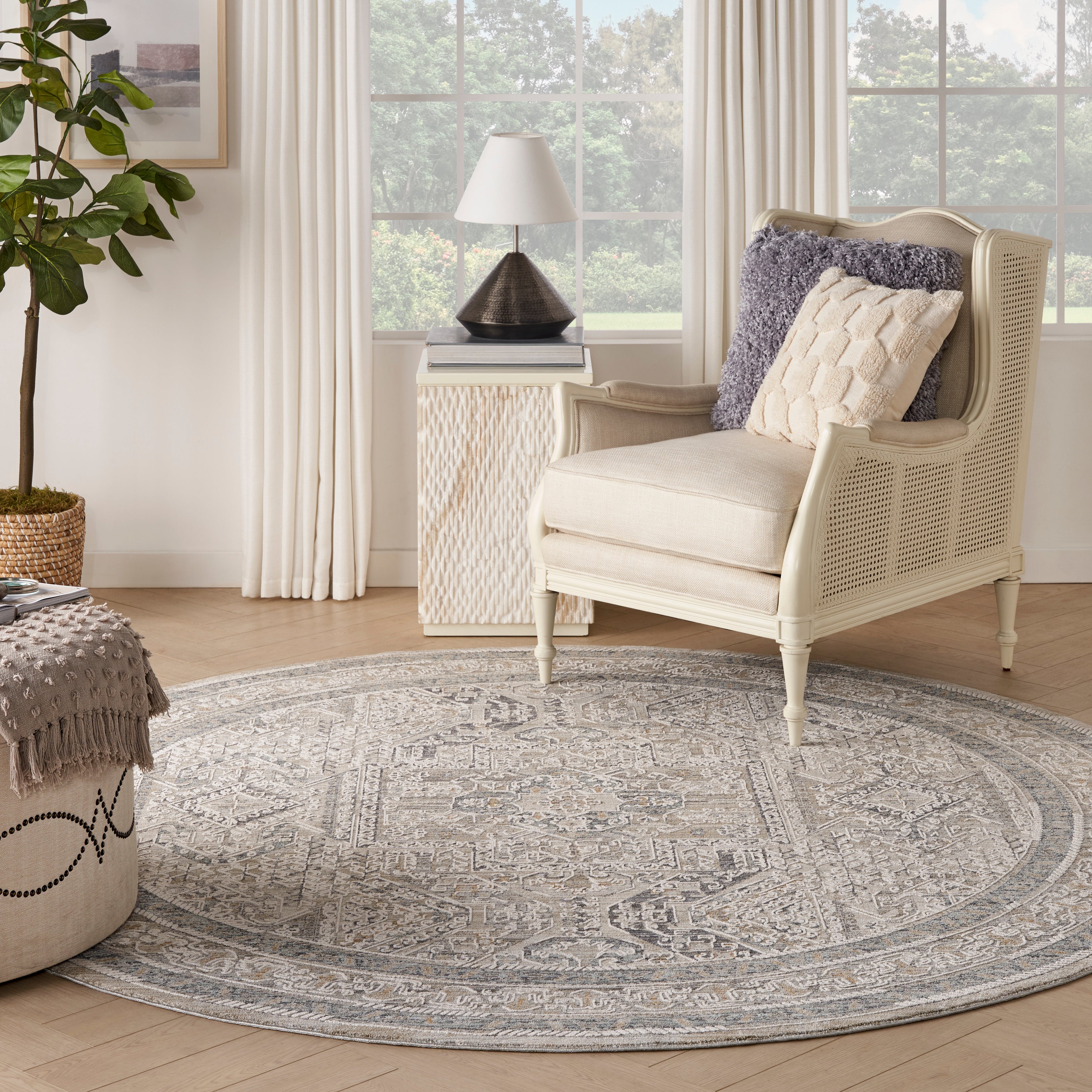 Nourison Lynx LNX01 Ivory Grey Blue Rug